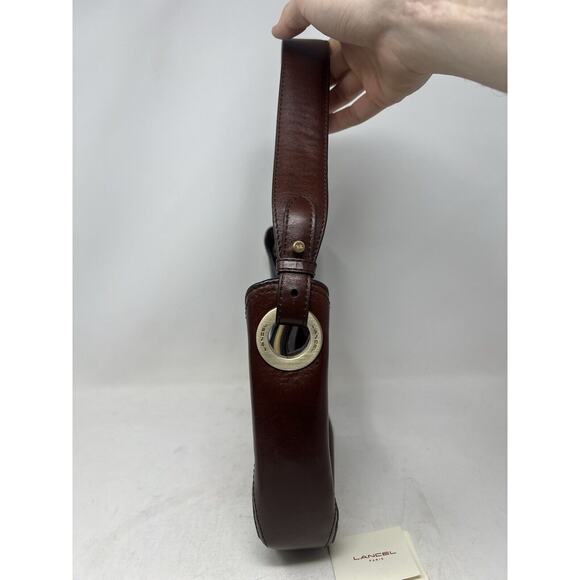 Lancel [Authentic] Curb‎ Dark Brown Leather Weave Gold Chain Shoulder Bag, EUC - Picture 9 of 13